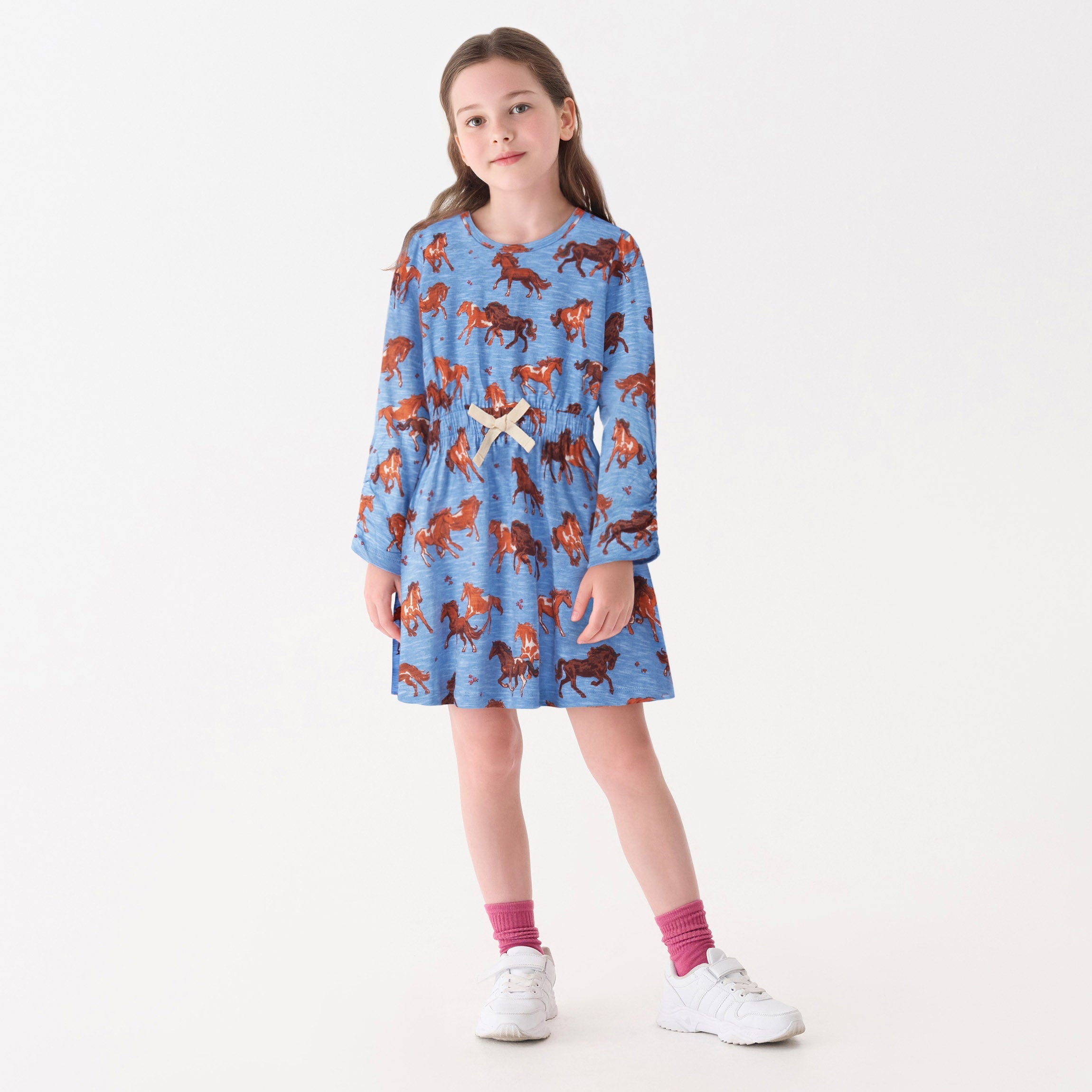 Girls Tinsel Horses Cinched Waist Dress