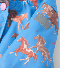 Girls Tinsel Horses Sherpa Lined Button-Up Rain Jacket