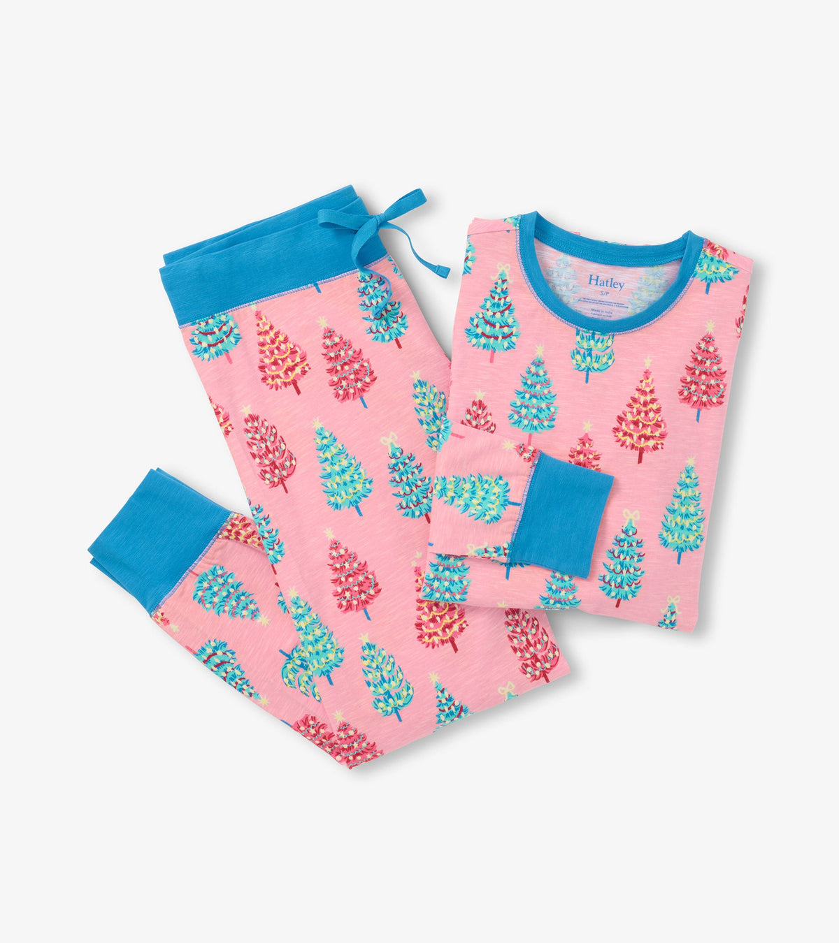 Women's Pink Bottle Brush Trees Glow in the Dark Cotton Pajama Set