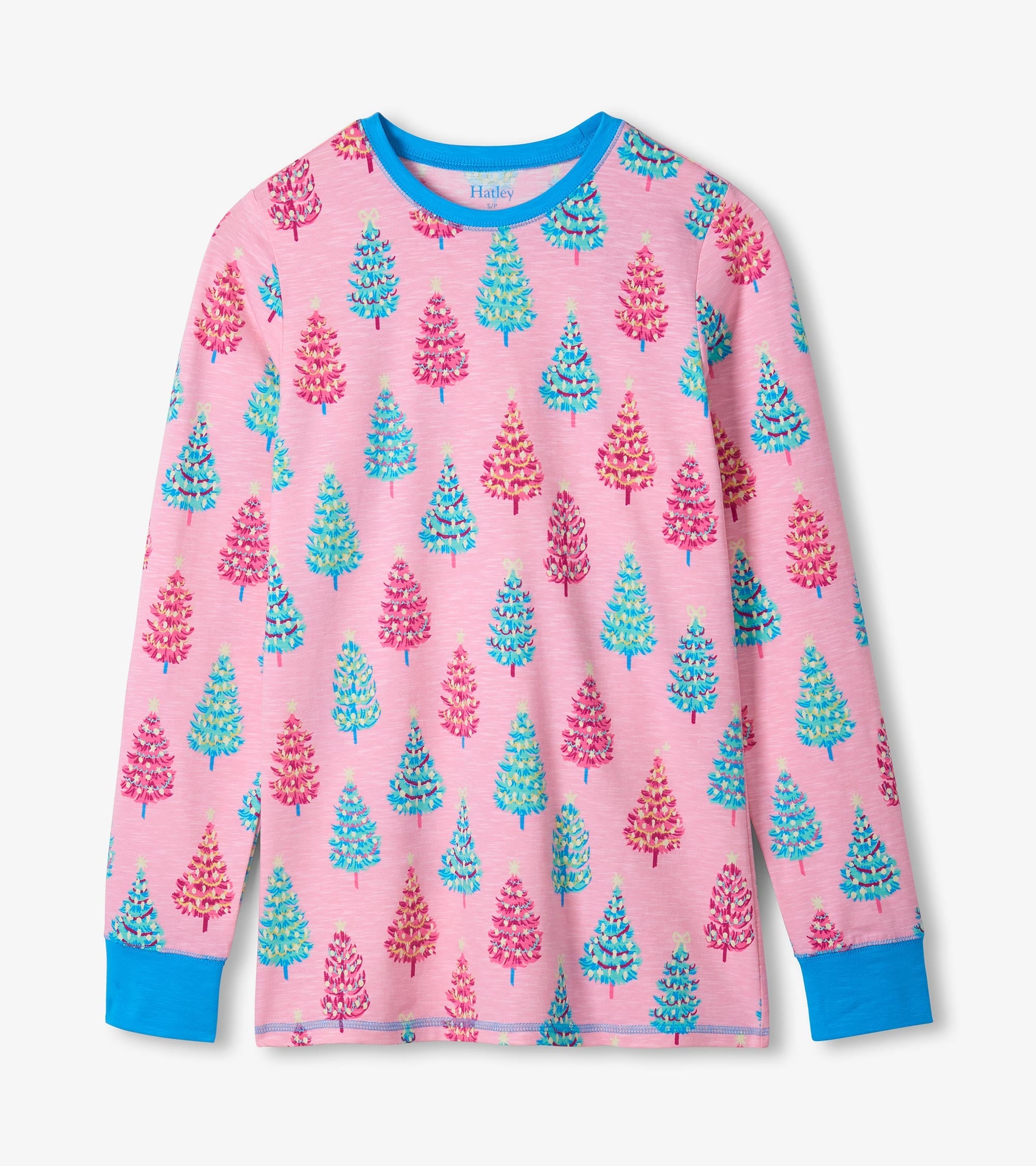 Women's Pink Bottle Brush Trees Glow in the Dark Cotton Pajama Set