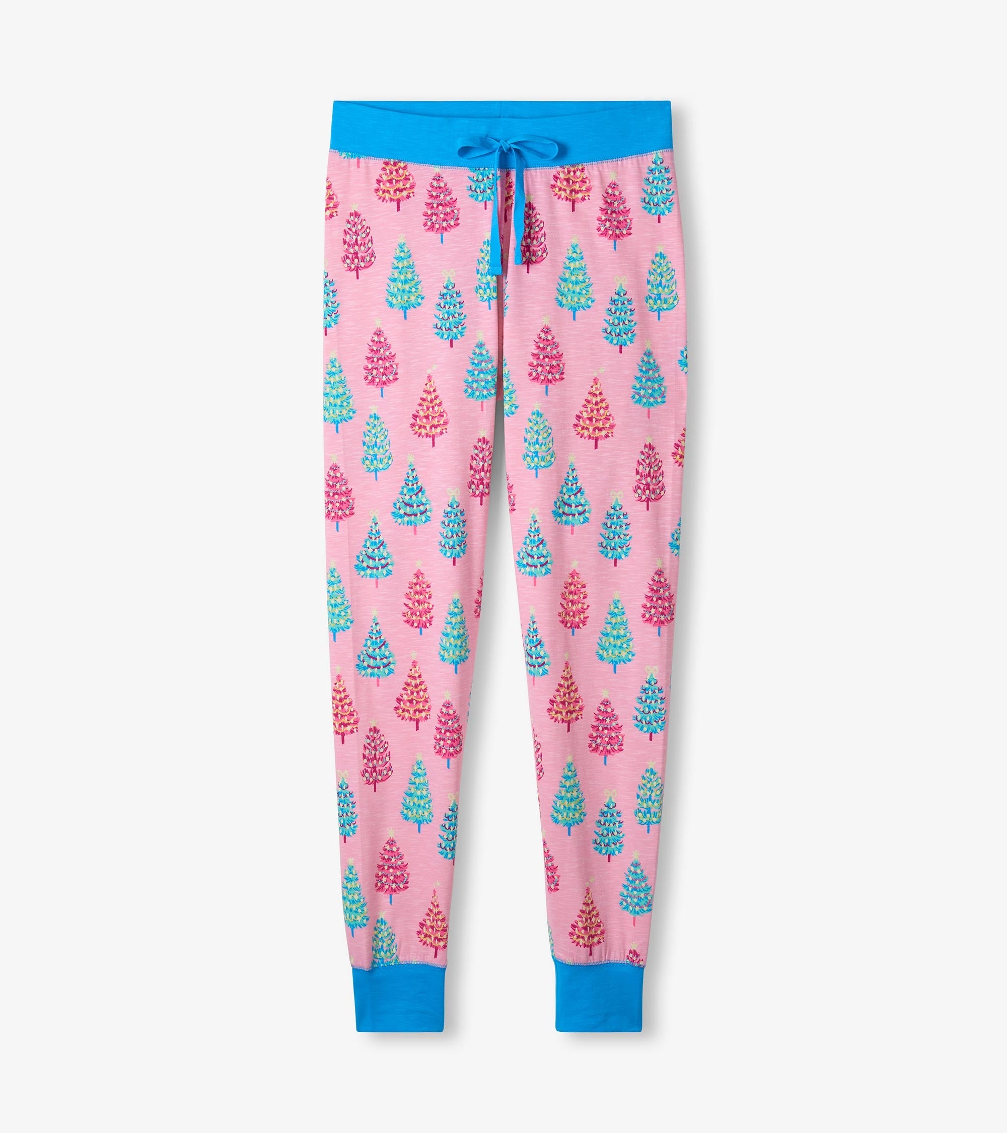 Women's Pink Bottle Brush Trees Glow in the Dark Cotton Pajama Set