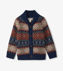 Boys Vintage Fair Isle Shawl Collar Cardigan