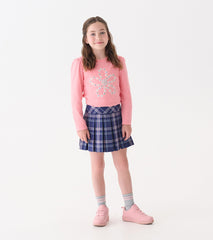 Girls Embroidered Flowers Puff Sleeve Graphic Tee