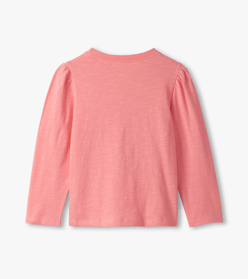 Girls Embroidered Flowers Puff Sleeve Graphic Tee