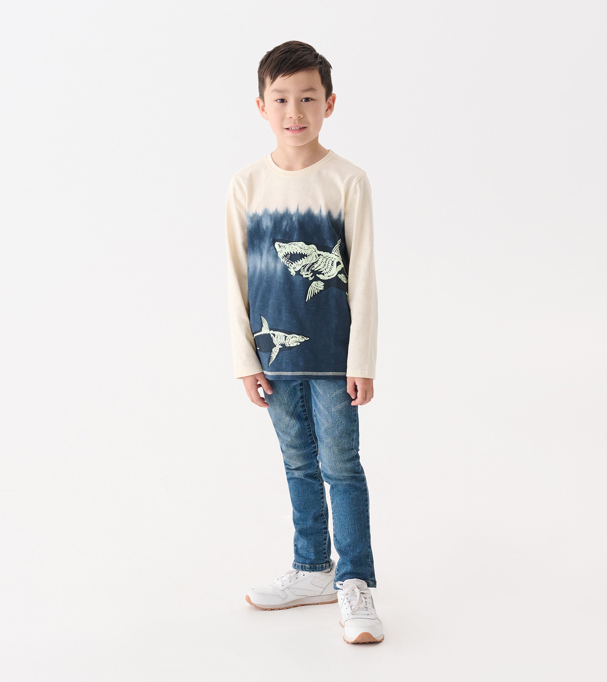 Boys Shark Bones Glow in the Dark Long Sleeve Graphic Tee