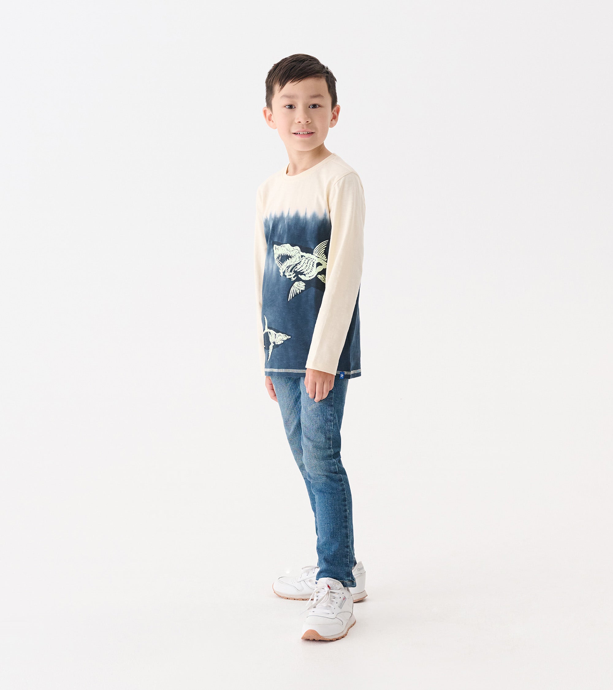 Boys Shark Bones Glow in the Dark Long Sleeve Graphic Tee