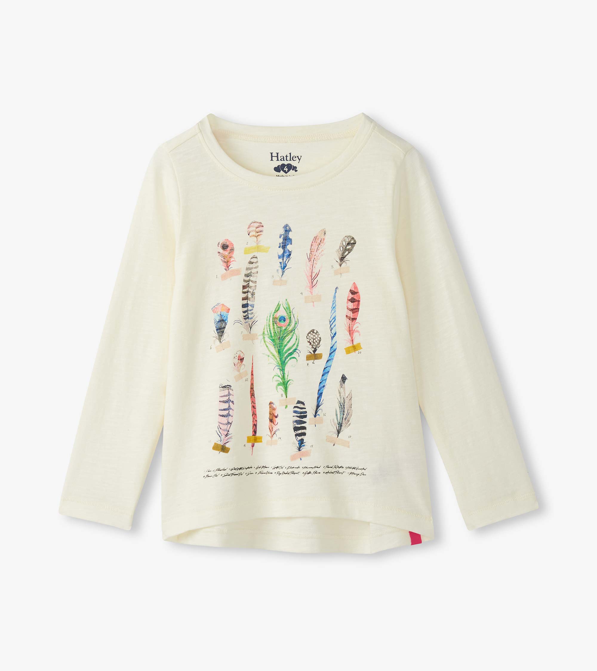 Girls Feathers Long Sleeve Graphic Tee