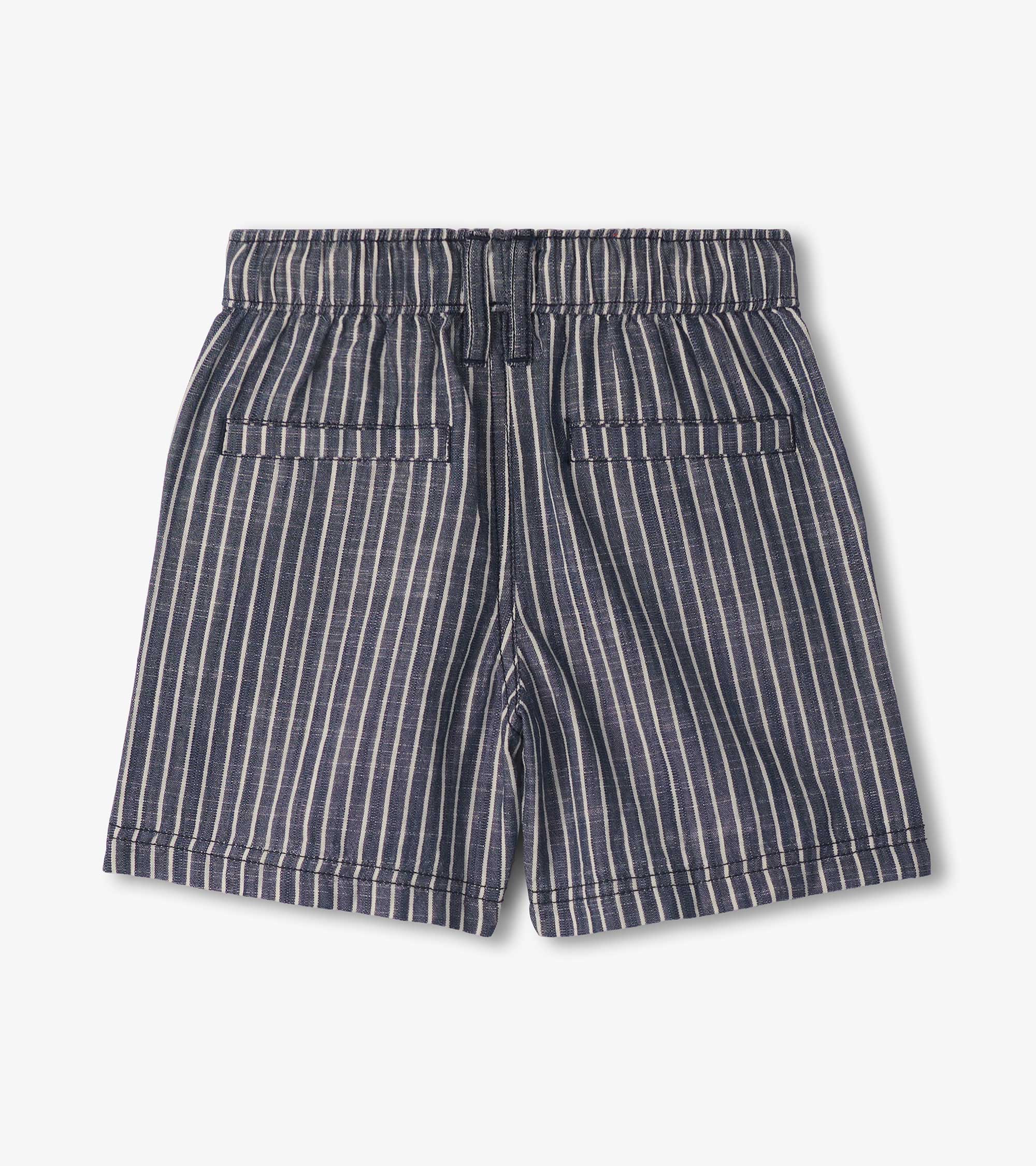 Boys Striped Blue Woven Shorts