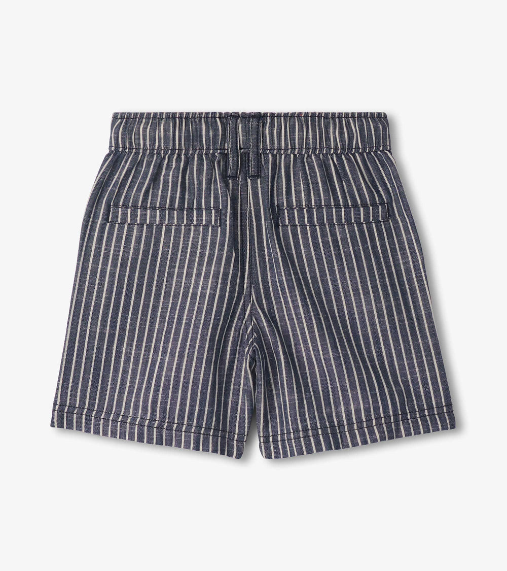 Boys Striped Blue Woven Shorts