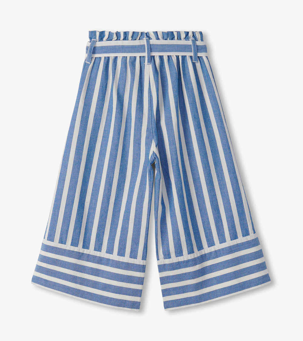 Girls Powder Stripes Cropped Paperbag Pants