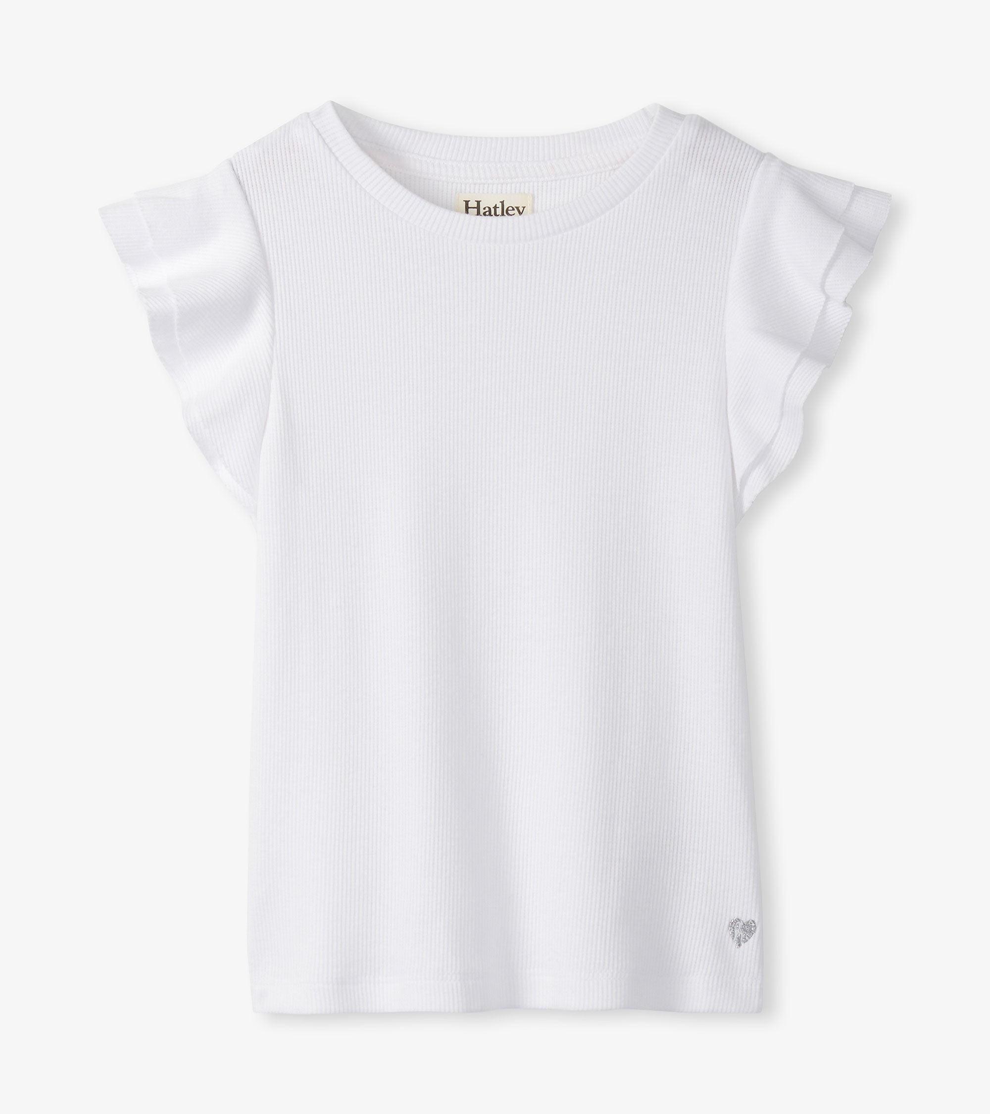 Girls White Ruffle Sleeve Tank