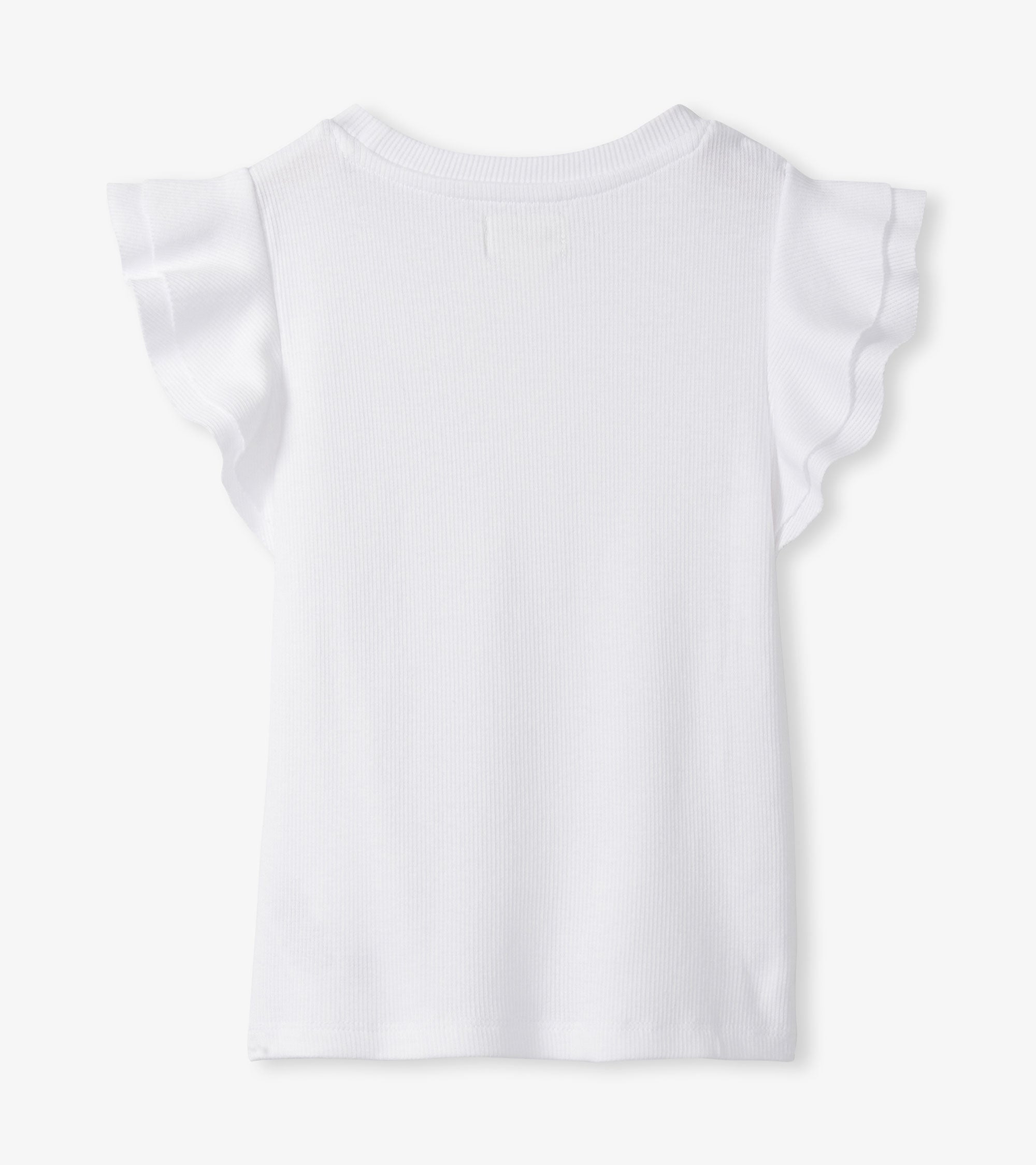 Girls White Ruffle Sleeve Tank