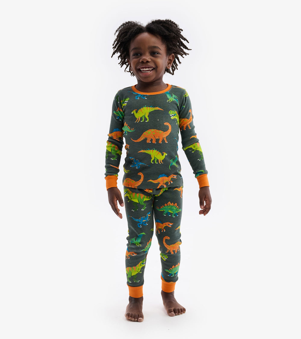 Colorblock Dino Pajama Set