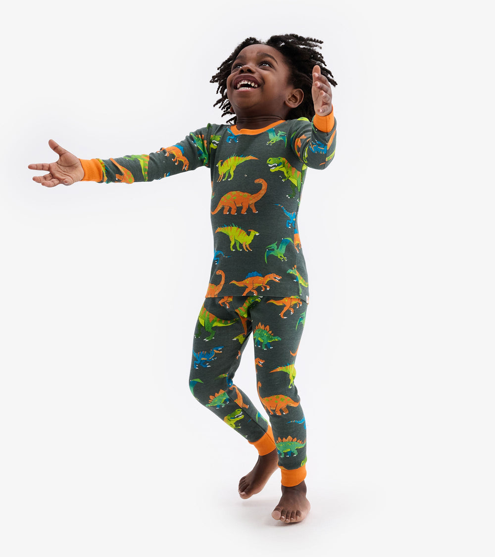 Colorblock Dino Pajama Set