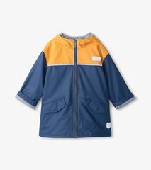Kids Yellow & Navy Zip-Up Rain Jacket