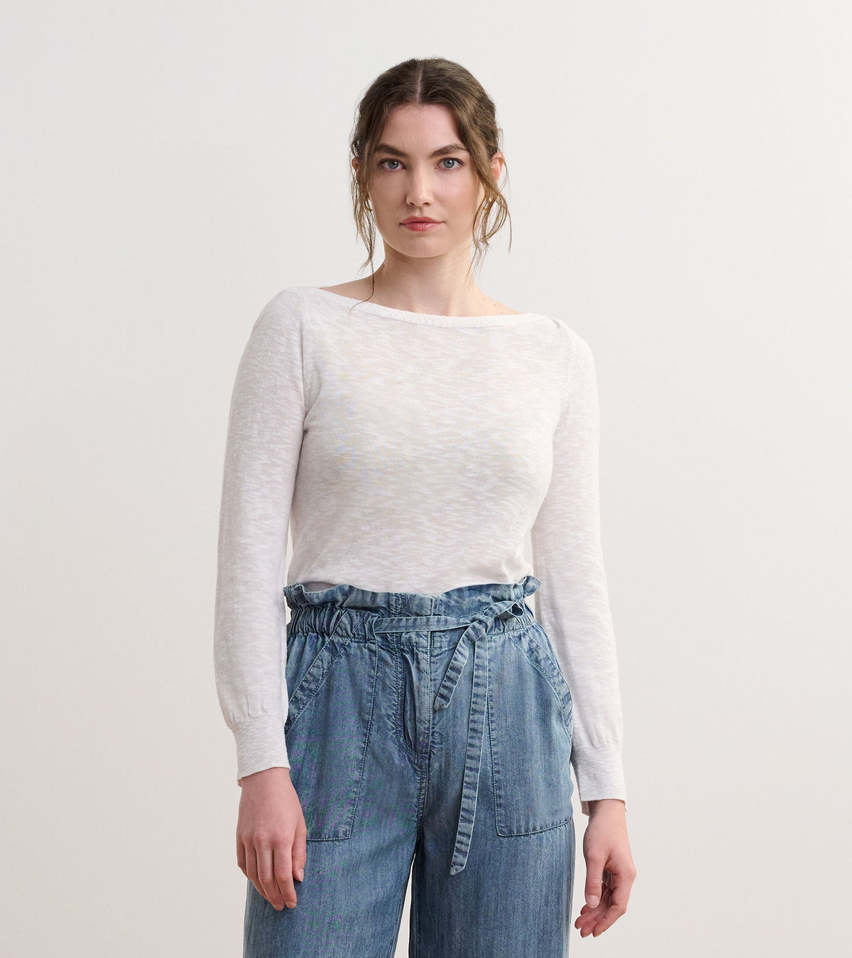 3/4 Sleeve Knit Breton - White