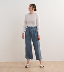 3/4 Sleeve Knit Breton - White