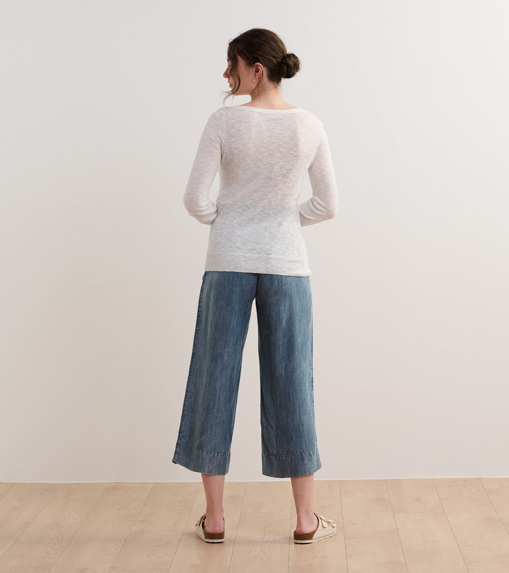 3/4 Sleeve Knit Breton - White