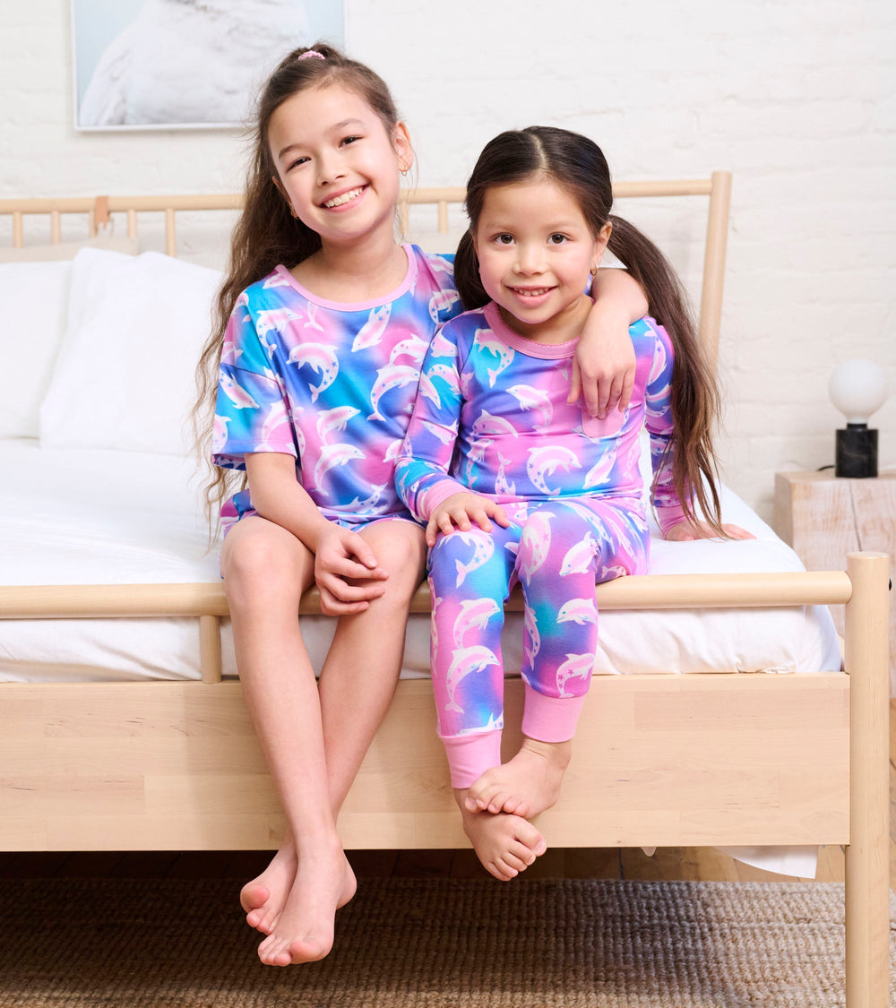 Girls Airbrush Dolphins Bamboo Pajama Set