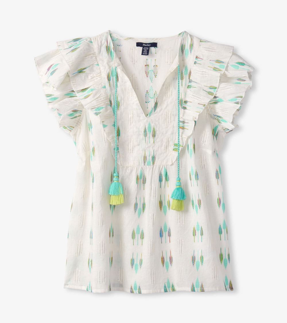 Alexa Popover - Blue Feather Ikat