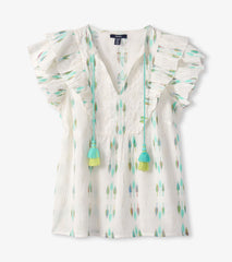 Alexa Popover - Blue Feather Ikat
