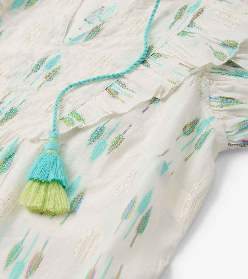 Alexa Popover - Blue Feather Ikat