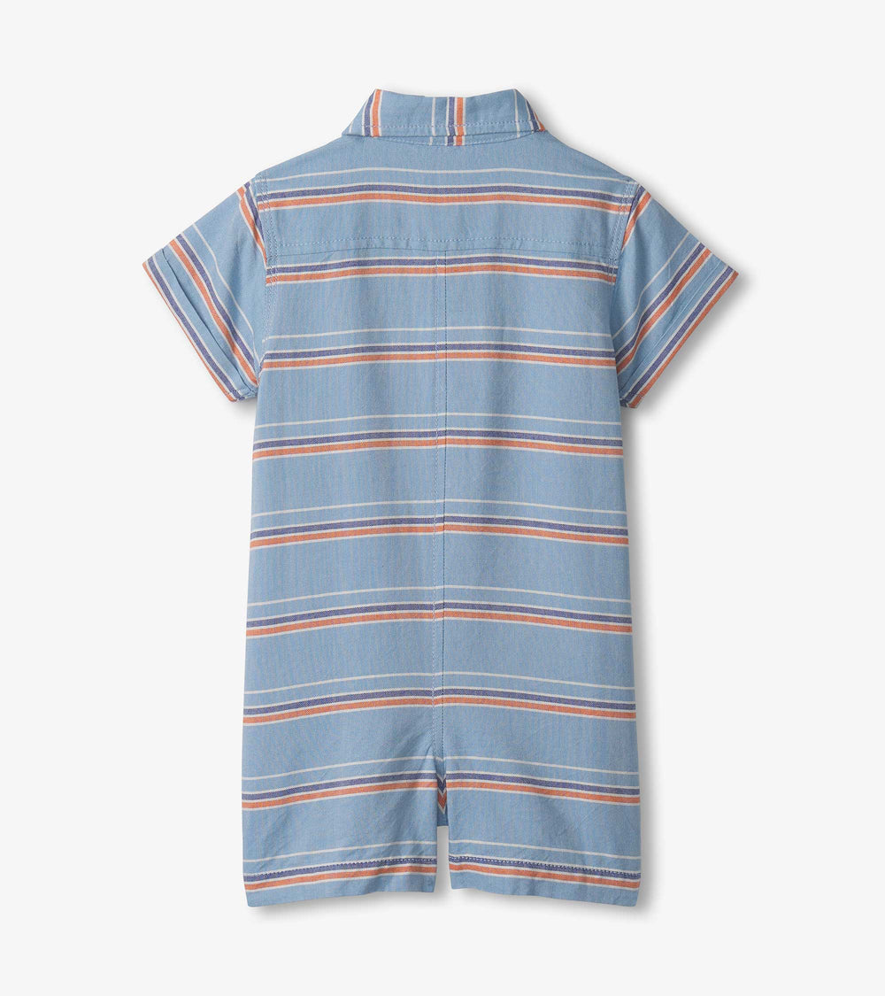 Baby & Toddler Boys Striped Blue Woven Romper