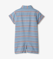 Baby & Toddler Boys Striped Blue Woven Romper
