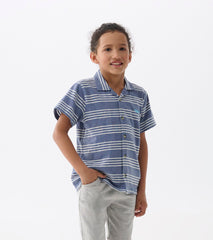 Boys Striped Nautical Jersey Button Down