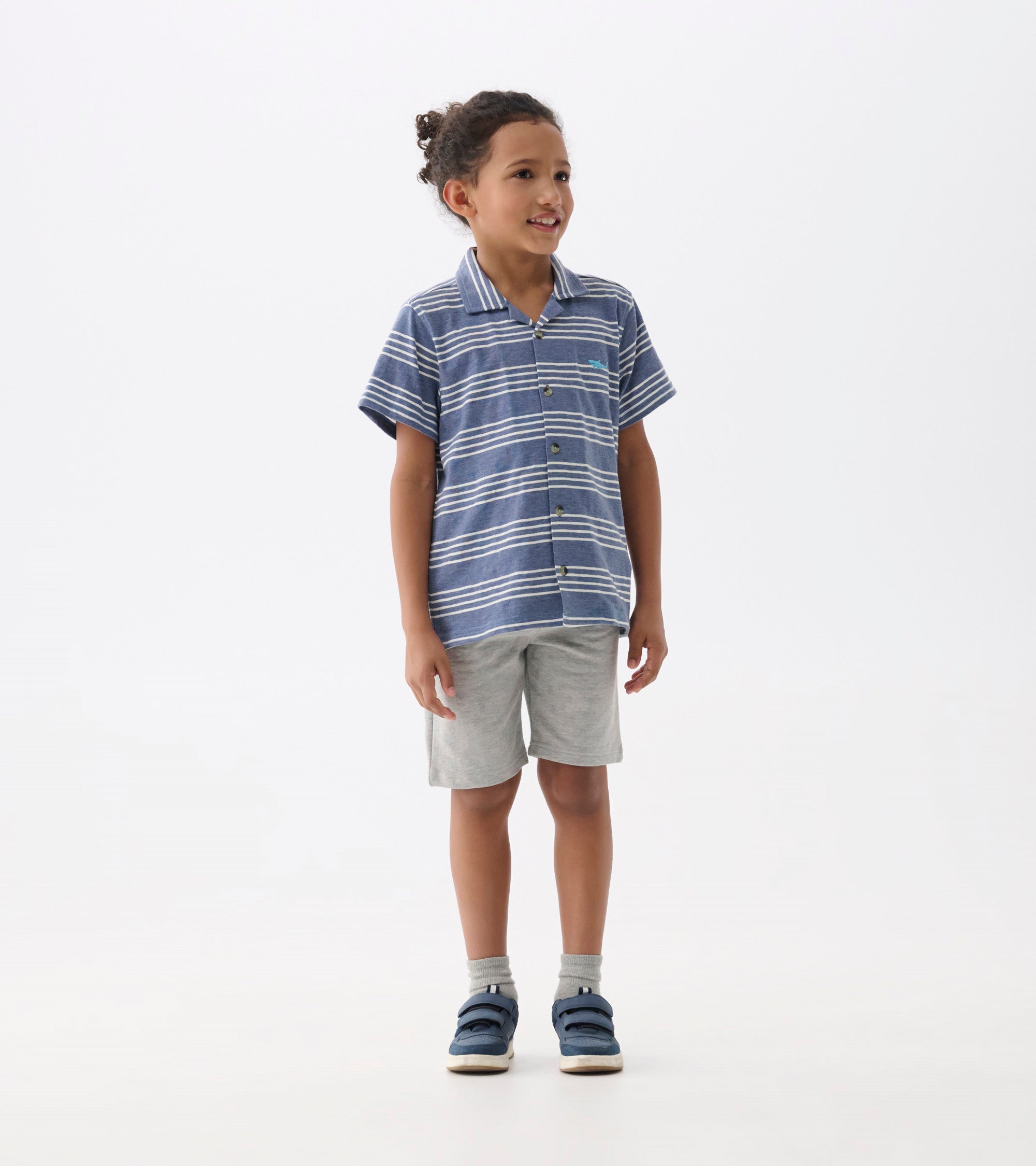 Boys Striped Nautical Jersey Button Down