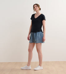 Sadie V-Neck Tee - Black