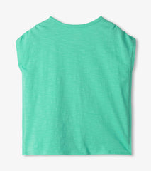 Girls Palm Tree Cinched Shoulder Top