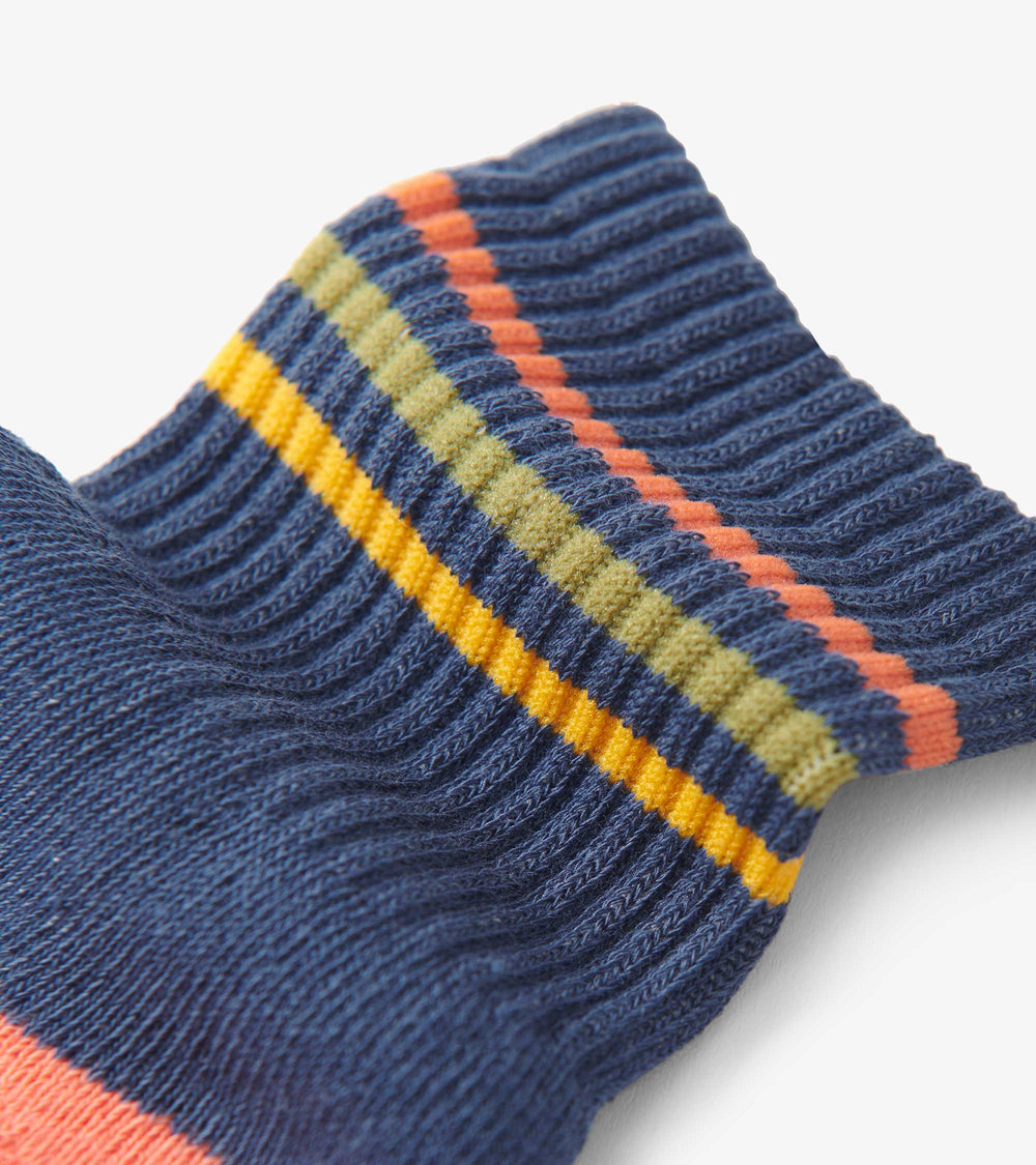 Boys Striped Blue Crew Socks