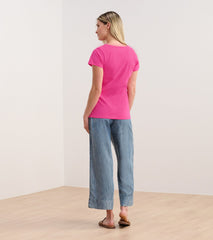 Braided Neck Tee - Fuschia