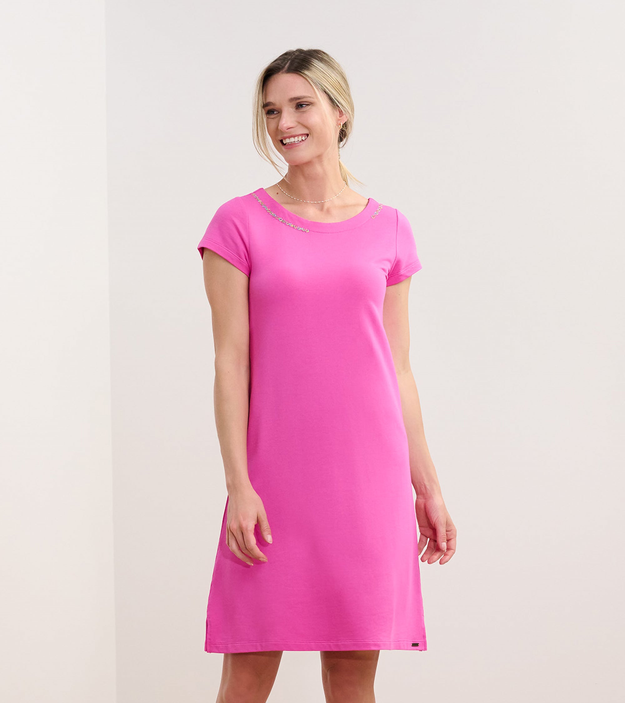 Brooke Dress - Fuchsia French Terry