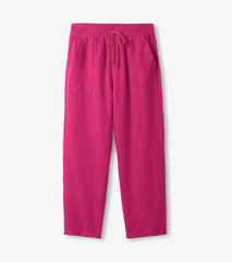 Straight Leg Linen Pants - Fuchsia