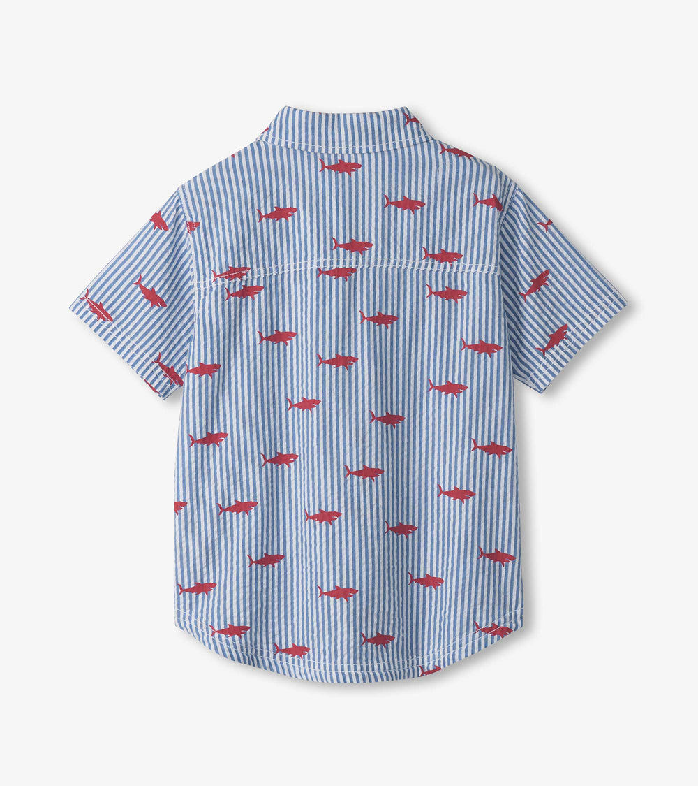 Boys Shark Silhouette Button Down Shirt