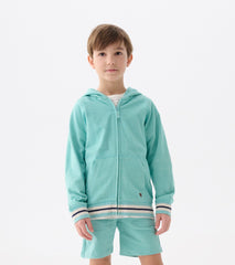 Boys Nile Blue Zip-Up Hoodie