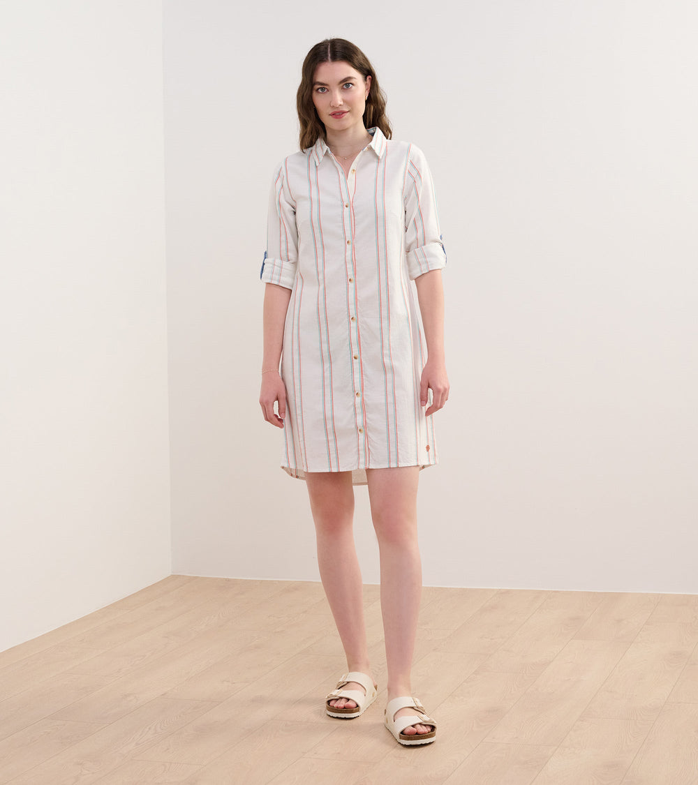 Cara Shirt Dress - Peach Chain Stripes