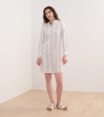 Cara Shirt Dress - Peach Chain Stripes