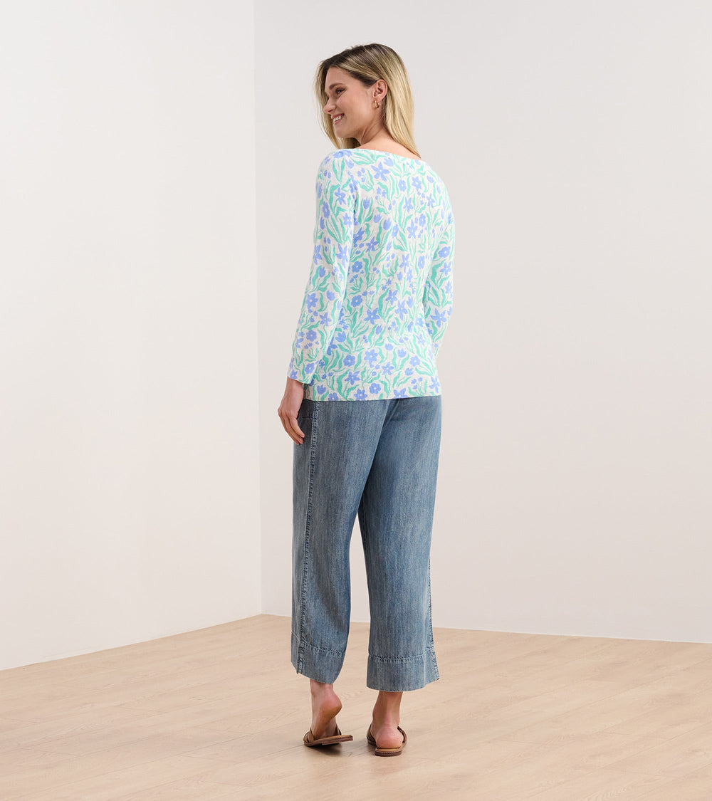 3/4 Sleeve Knit Breton - Painted Flowers