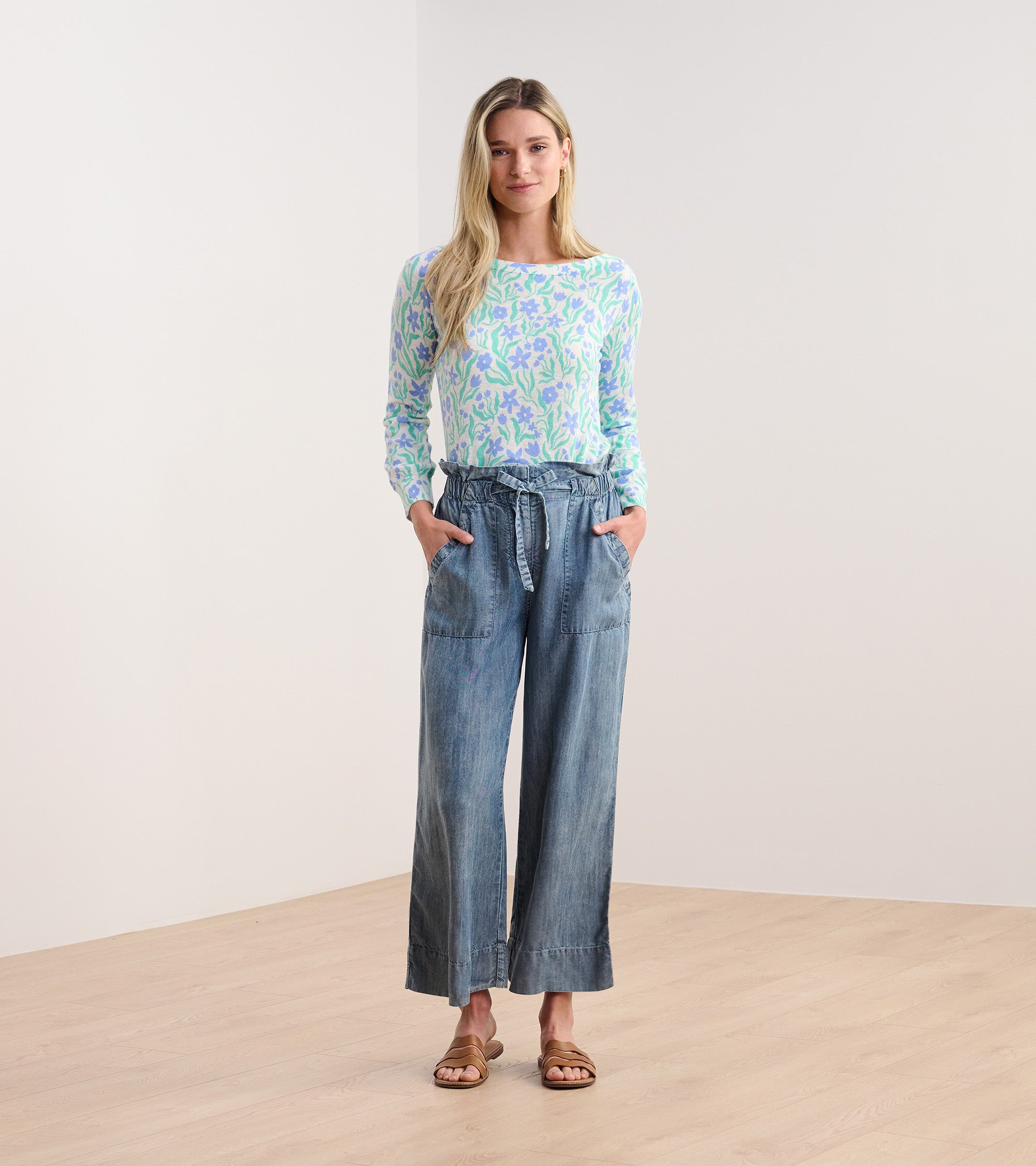 3/4 Sleeve Knit Breton - Painted Flowers