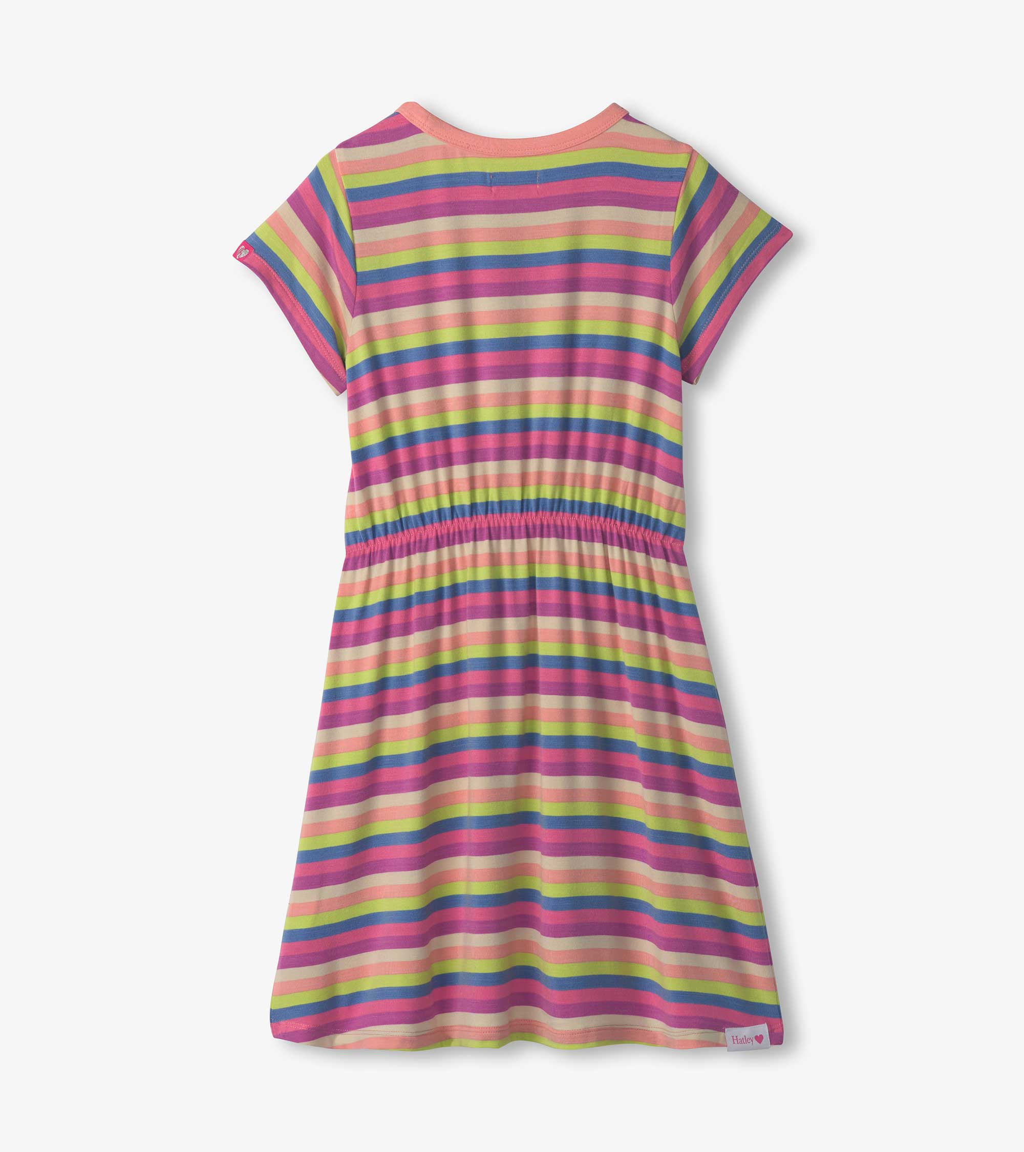 Girls Soft Stripes High-Low Dress