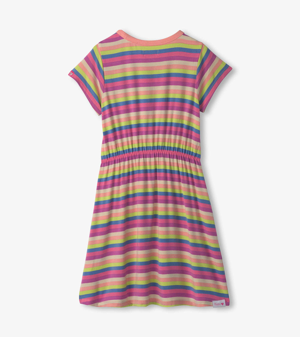 Girls Soft Stripes High-Low Dress