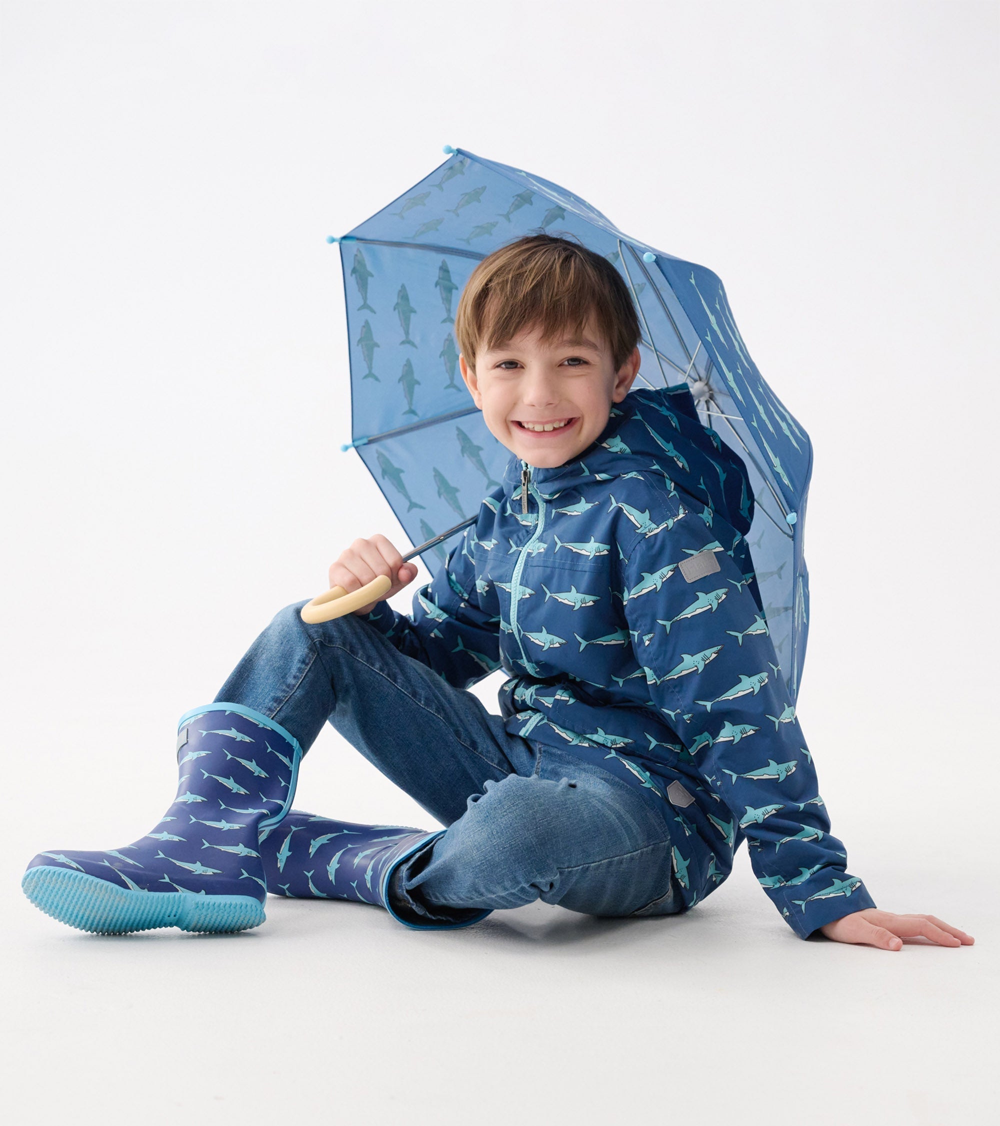 Boys Shark Tank Zip-Up Lightweight Rain Jacket