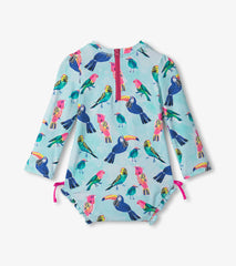 Baby Girls Tropical Birds Rashguard Swimsuit