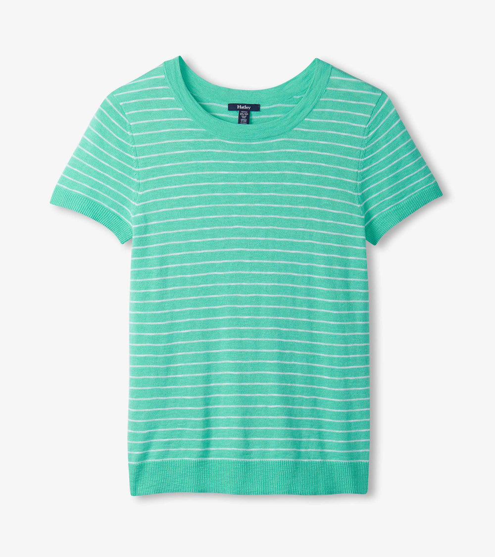 Simone Knit Tee - Teal Stripes