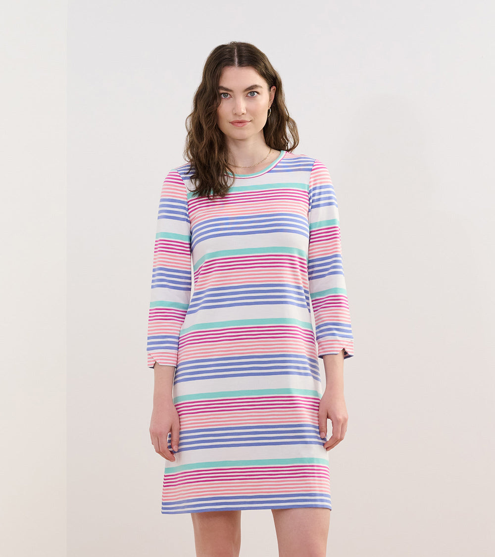 Lily Flare Dress - Peach Echo Stripes