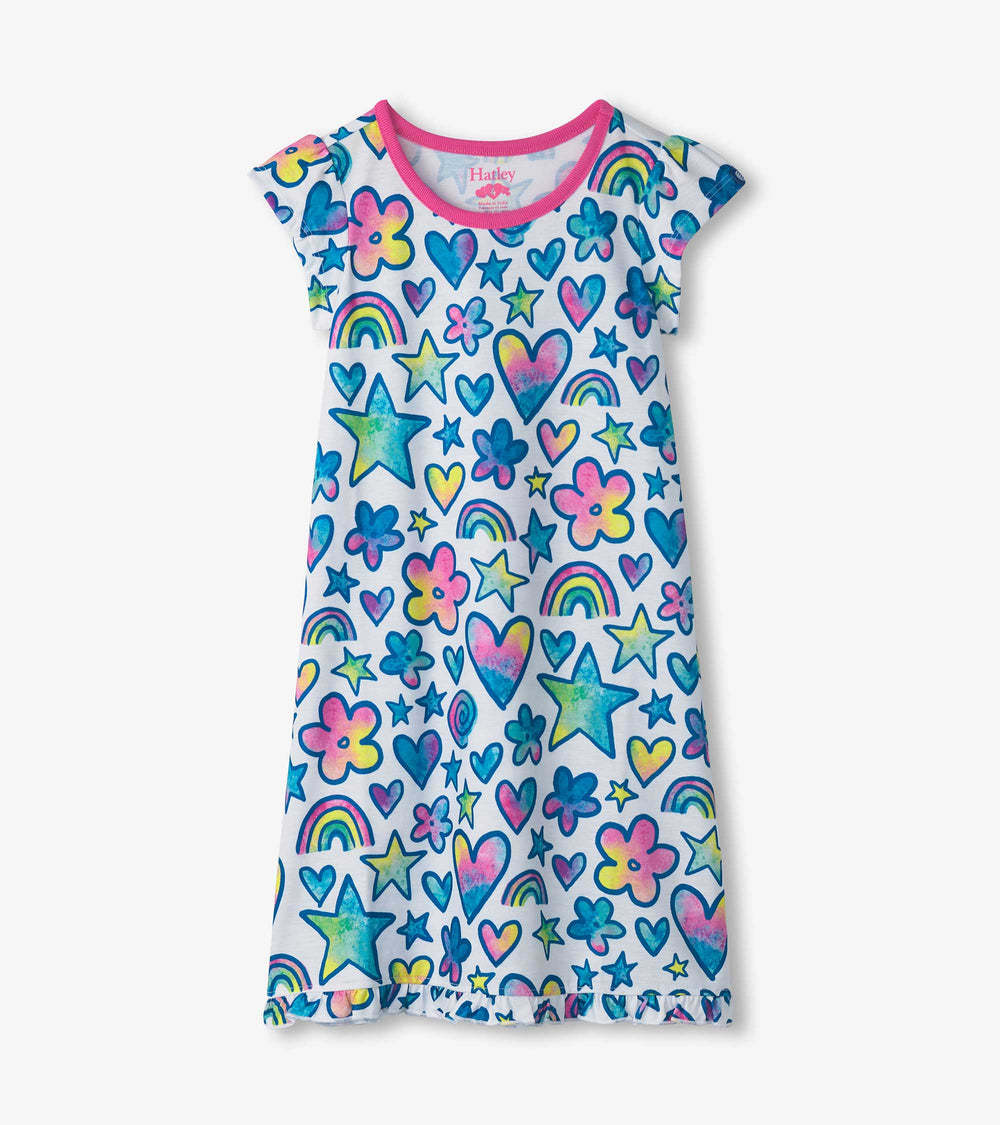 Girls Watercolor Doodles Nightdress