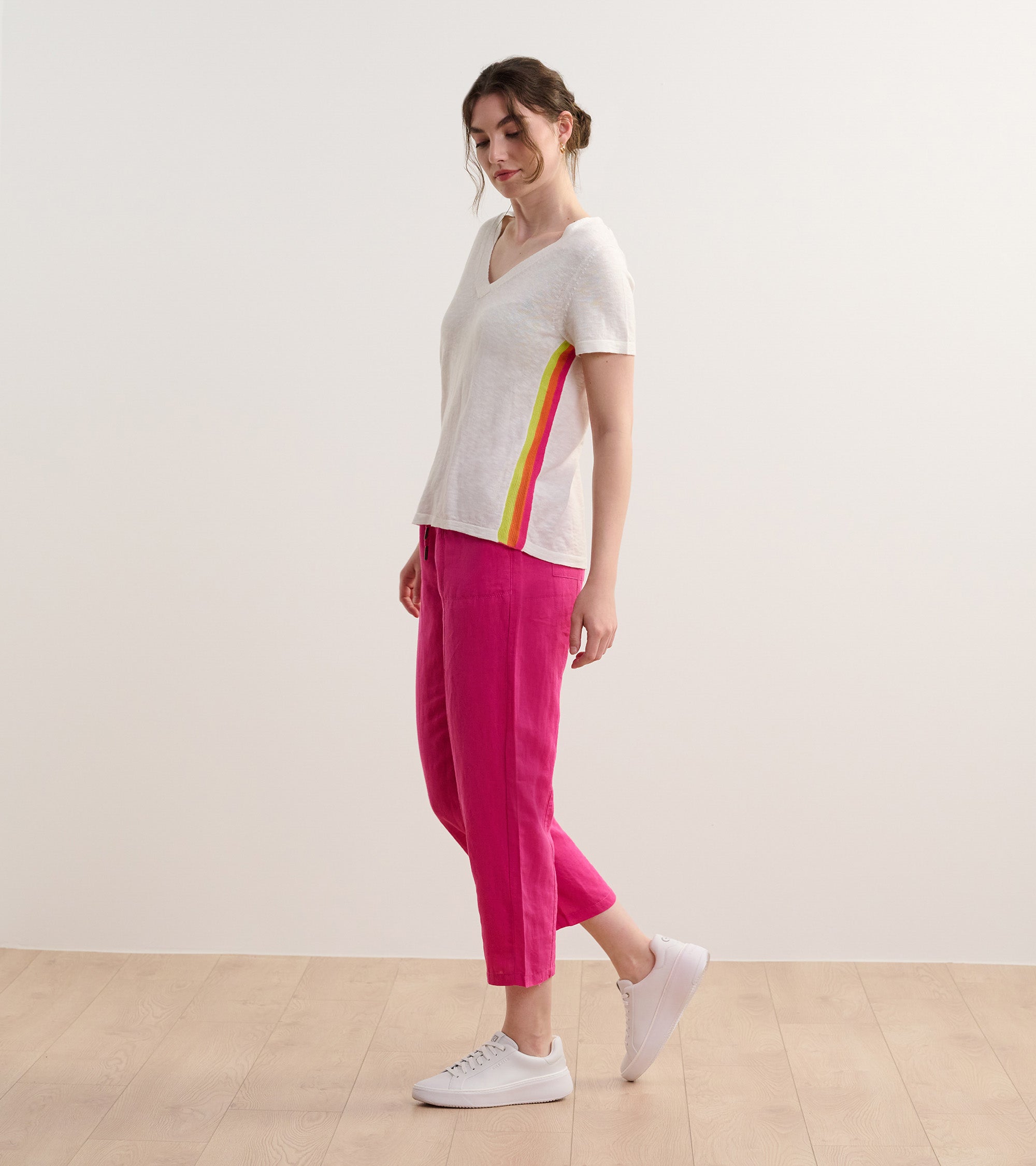 V-Neck Knit Tee - White